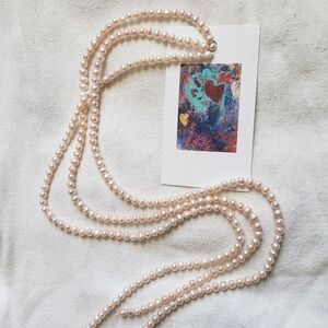 3 Strands Round Pink Champagne Freshwater Pearls